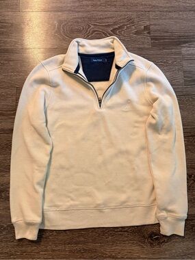 Nautica Men's Cream Half-Zip Pullover Sweater
